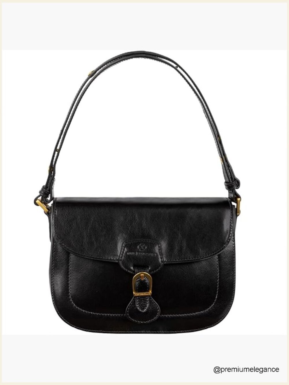 Italian Full Grain Leather Saddle Shoulder Bag Magnetic Closure Lifetime